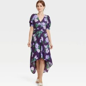 NWT Purple floral tea length dress